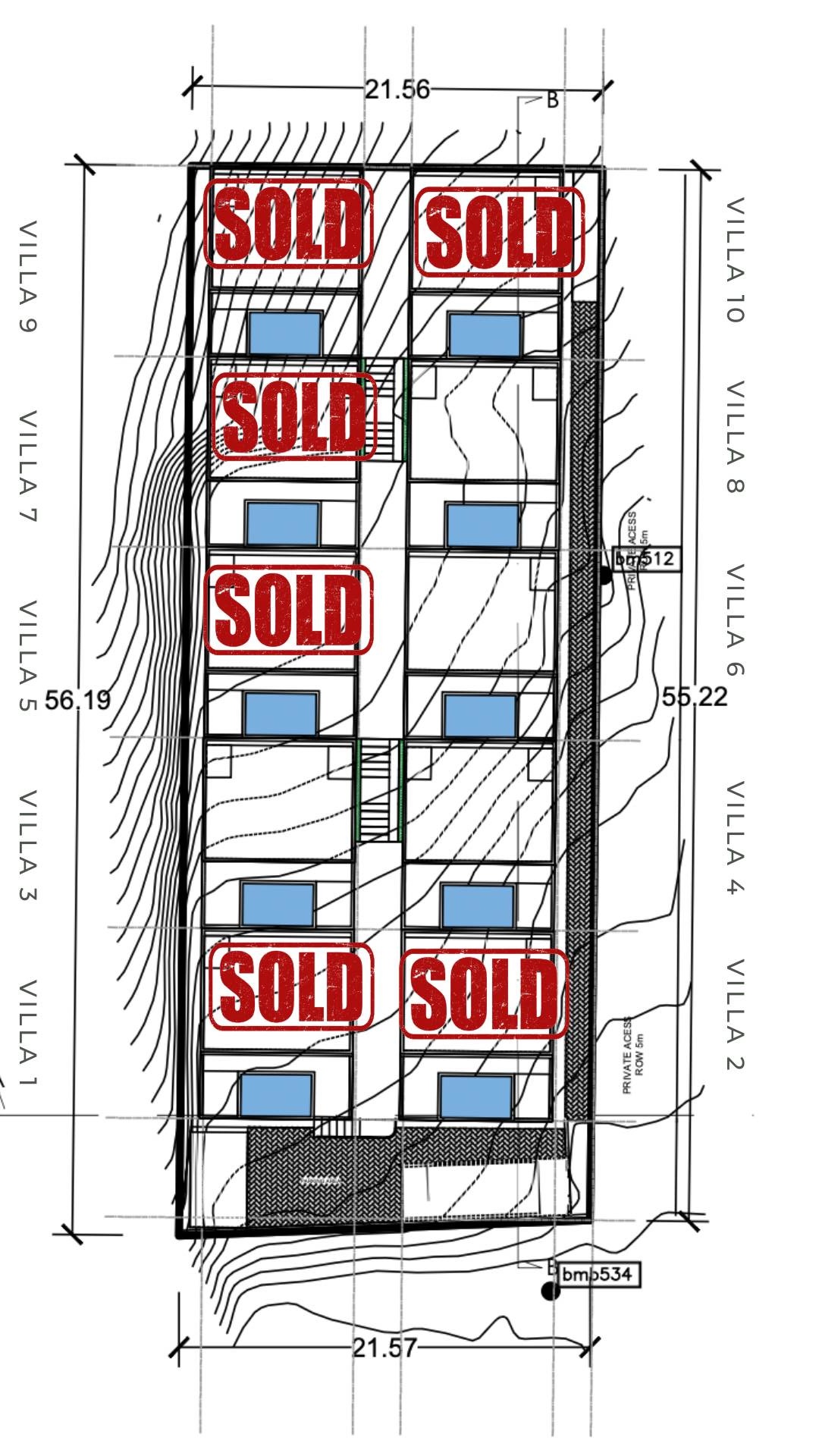 Plano del terreno con 6 villas vendidas y 4 disponibles